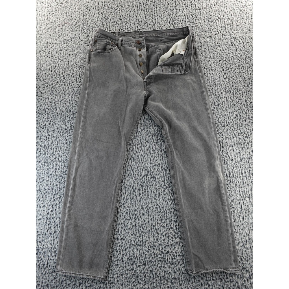 Levis 501xx Denim Gray Jeans 38x36 Actual 35x32.5 Straight Leg Button Fly